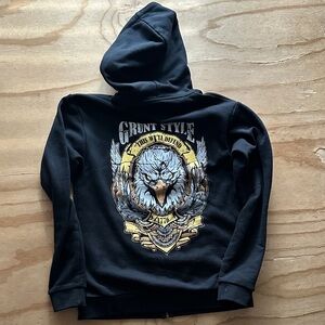 Grunt Style Black Hoodie with Eagle Emblem freegle new